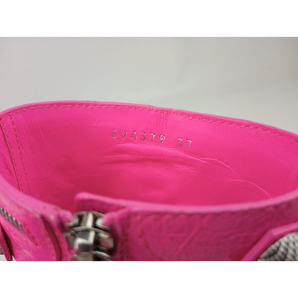 Balenciaga Women's Fluo Pink Cagole Leather Pointed Toe Ankle Boots Size 37 EU - Picture 5 of 8